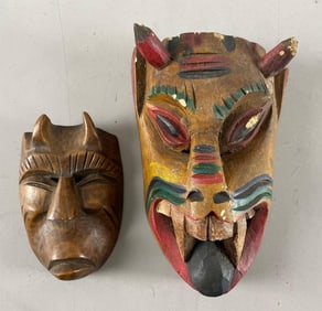 Group of 2 Carved Wood Masks