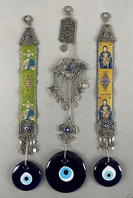 Group of Turkish Evil Eye Religious Wall Hangings