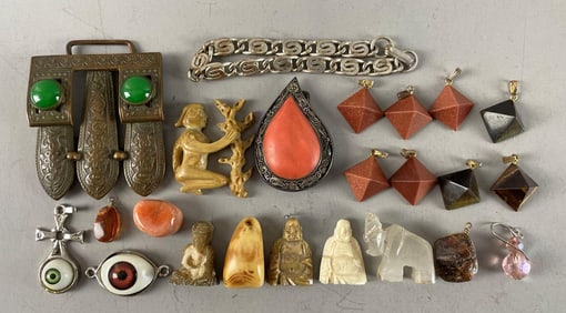 Group of Stone Pendants and More