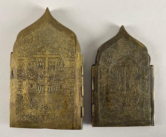 Group of 2 Brass Russian Skladen Religious Icons