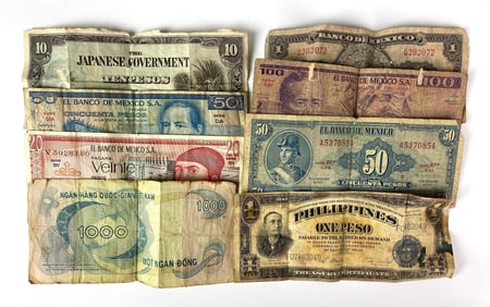 Group of 8 Foreign Paper Currency