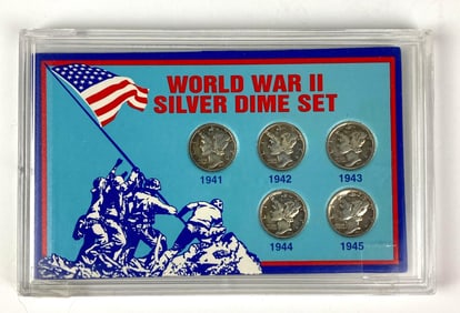 Group of 5 WW2 Mercury Silver Dimes