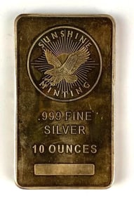 Sunshine Minting Eagle 10 oz .999 Fine Silver Ingot/ Bar