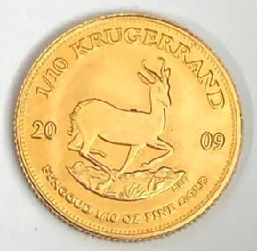 2009 South Africa Krugerrand 1/10 oz .999 Fine Gold Coin
