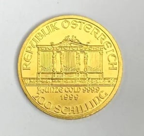 1999 Republik Osterreich 200 Schilling 1/10oz .999 Fine Gold Coin