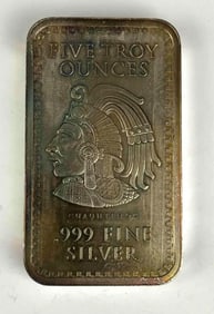 Cuauhtemoc 5 oz .999 Fine Silver Ingot/ Bar