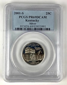 PCGS Graded 2001 S US 25 Cent Kentucky Quarter PR69 DCAM