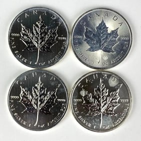 Group of 4 Canada $5 Maple Leaf 1 oz .999 Fine Silver Coins