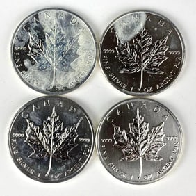 Group of 4 2010 Canada $5 Maple Leaf 1 oz .999 Fine Silver Coins
