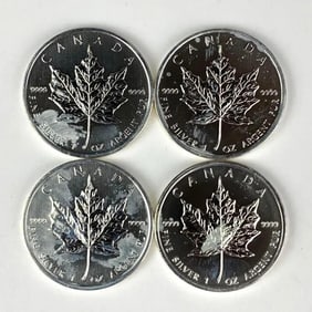 Group of 4 Canada $5 Maple Leaf 1 oz .999 Fine Silver Coins