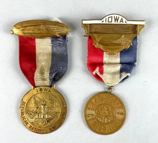 Group of 2 Antique Iowa Medals