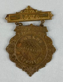 1893 Worlds Columbian Exposition Iowa Souvenir Badge