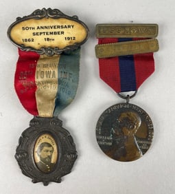 of 2 Vintage Iowa Veteran Ribbon Badges