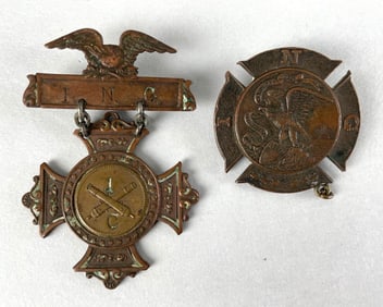 Group of 2 Antique Iowa National Guard Badges
