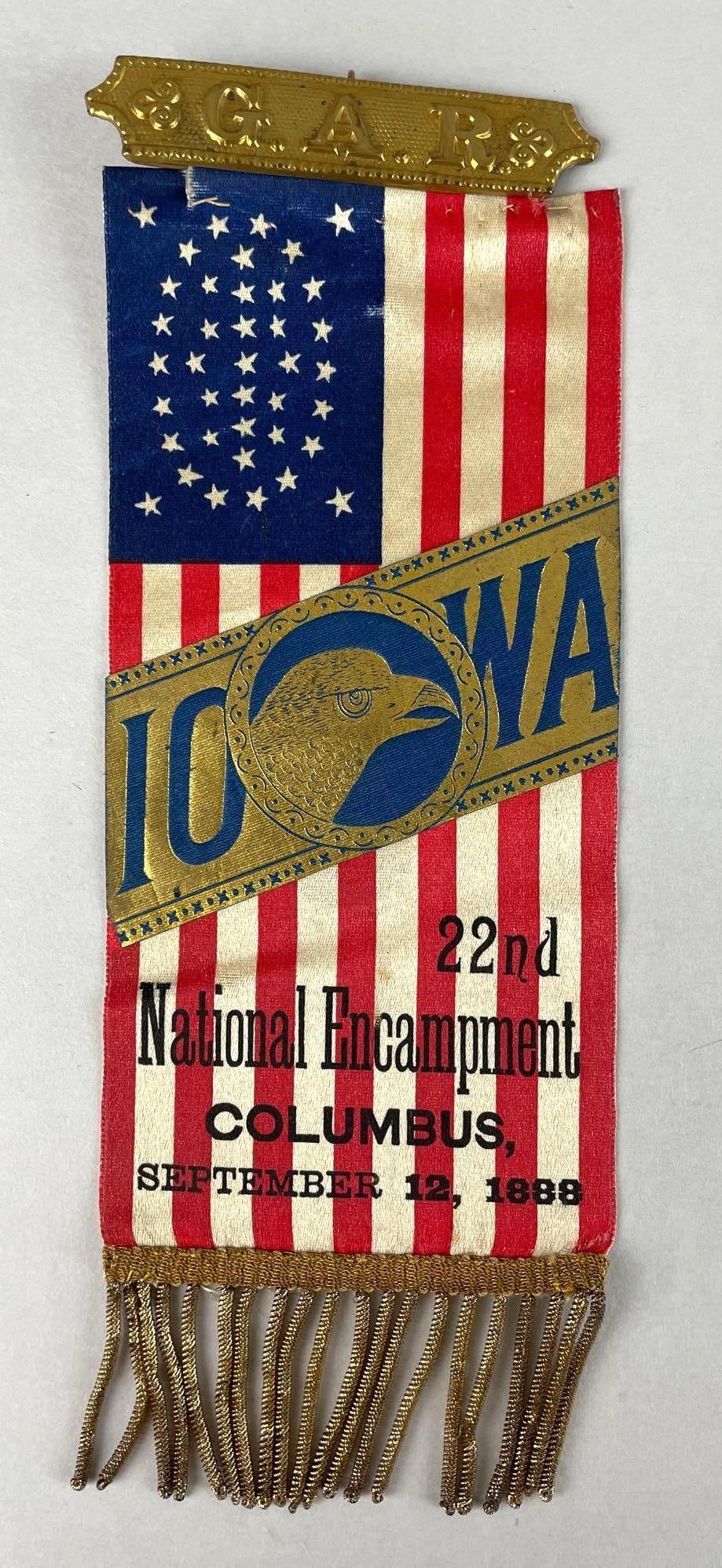 1888 GAR National Encampment Iowa Ribbon Badge (1 of 2)