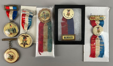 Group of Vintage GAR Iowa Ribbon Badges