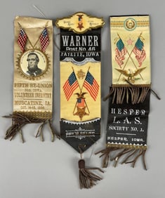 Group of Vintage GAR Iowa Ribbons