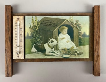 Vintage Columbus Junction Iowa Wood Advertising Thermometer