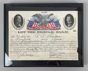 1908 Iowa Certificate of Political Contribution
