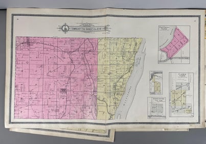Group of Antique Louisa County Iowa Maps and More