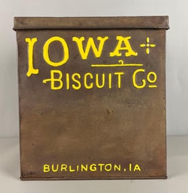Vintage Iowa Biscuit Co. Metal Advertising Box