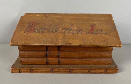 Vintage Burlington Iowa Log Cabin Bank