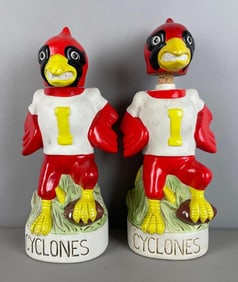 Group of 2 1974 McCormick Whiskey Iowa State Mascot Decanters