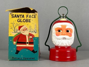 Vintage Glass Santa Claus Face Christmas Globe Lantern