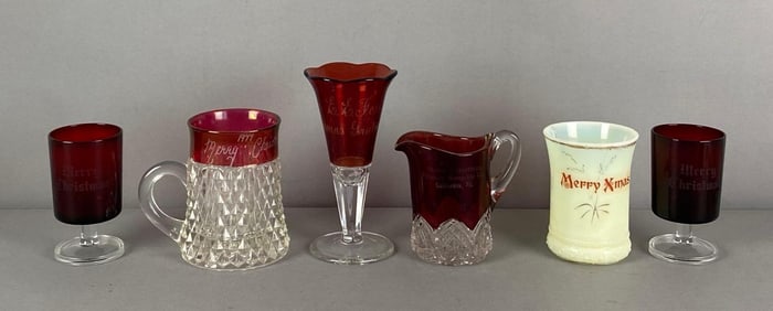 Group of Assorted Christmas Glass Drinkware