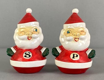 Pair of 1960 HH Winking Santa Claus Christmas Salt and Pepper Shakers