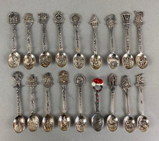 Group of Silver Plated Souvenir Christmas Spoons