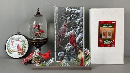Group of Christmas Cardinal Items