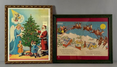 Group of 2 Christmas Santa Claus Prints