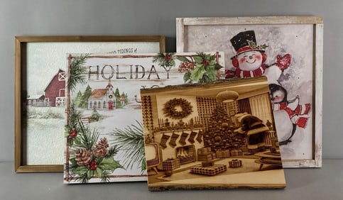 Group of 4 Modern Christmas Holidays Wall Decorations