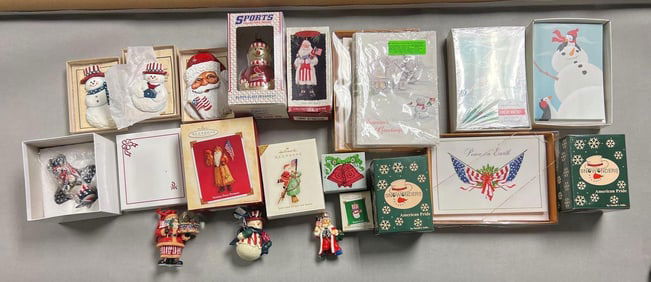 Group of Christmas Ornaments and Cards