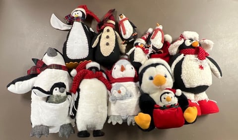Group of Christmas Penguins