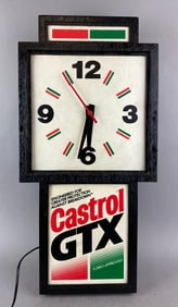 Vintage Castrol Oil Advertising Light Up Clock Sign