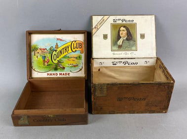 Group of 2 Antique Cigar Boxes