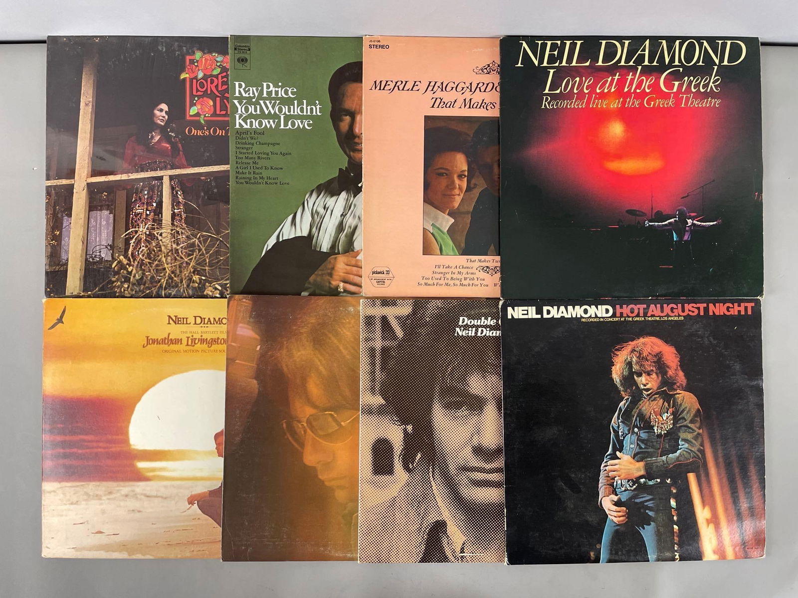 Group of Neil Diamond Vinyl Records and More: Includes Merle haggard, ray orice, Loretta lynn