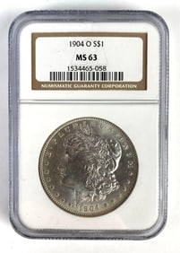 NGC Graded 1904-O US $1 Morgan Silver Dollar MS63