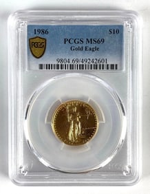 PCGS Graded 1986 US $10 Gold Eagle 1/4oz Gold Coin MS69