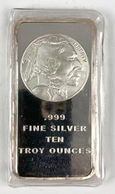 Silvertowne Buffalo 10 oz .999 Fine Silver Ingot/ Bar