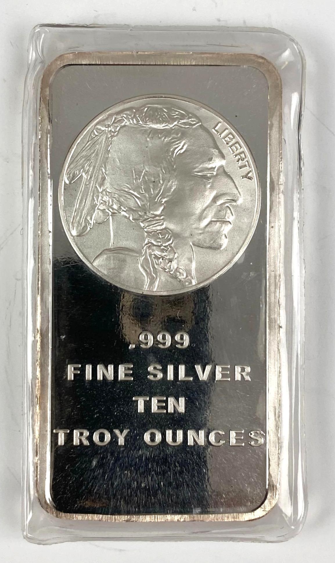 Silvertowne Buffalo 10 oz .999 Fine Silver Ingot/ Bar (1 of 2)
