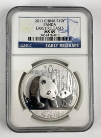NGC Graded 2011 China 10 Yuan Panda 1 oz .999 Silver MS69