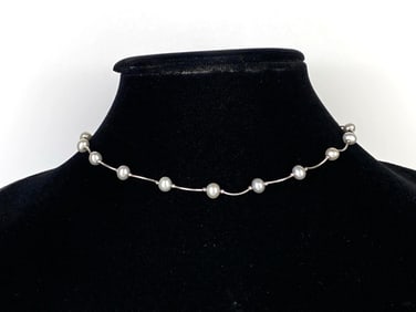 14K White Gold Pearl Necklace