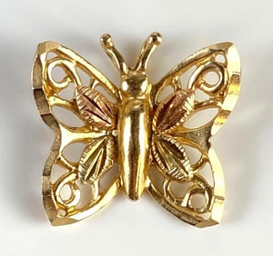 10K Gold Butterfly Necklace Pendant