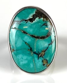 Signed Sajen Sterling Silver Turquoise Ring