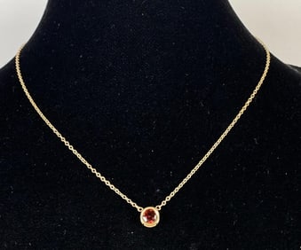 10K Gold Garnet Chain Necklace