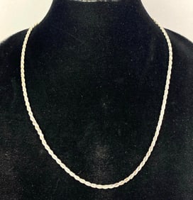 Signed Italy Rope Chain .925 Sterling Silver Necklace