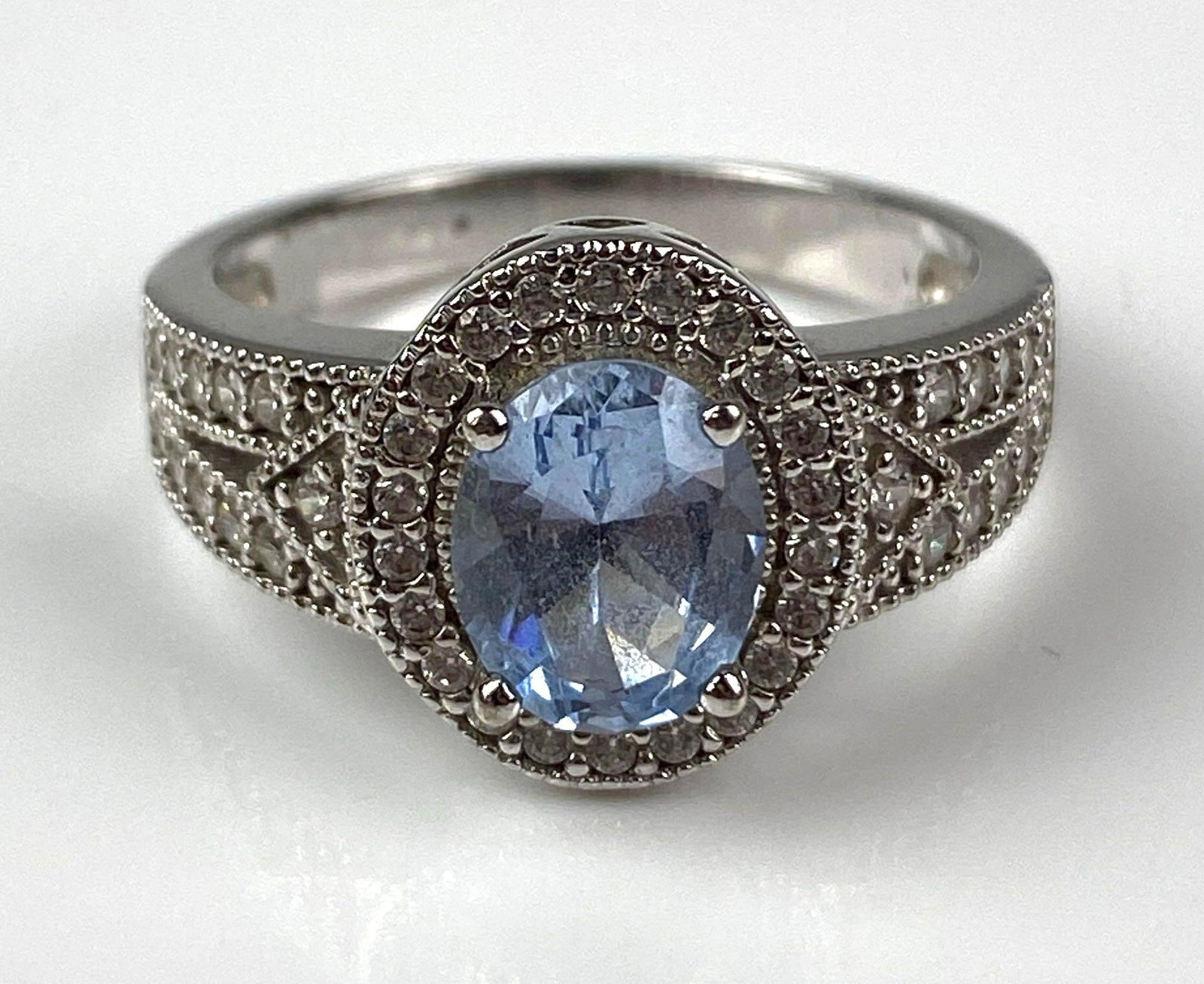 Spinel and CZ .925 Sterling Silver Ring: Size 9